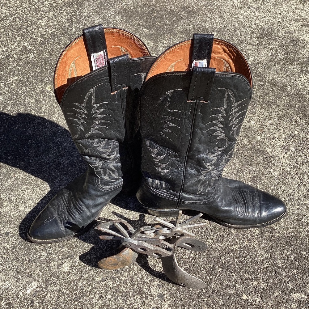 Vintage Nocona Boots Black Leather Cowboy Boots